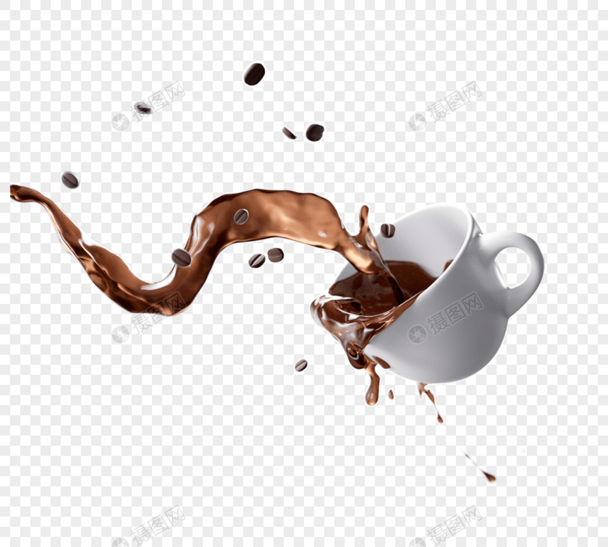 倒入杯中咖啡3d元素图片