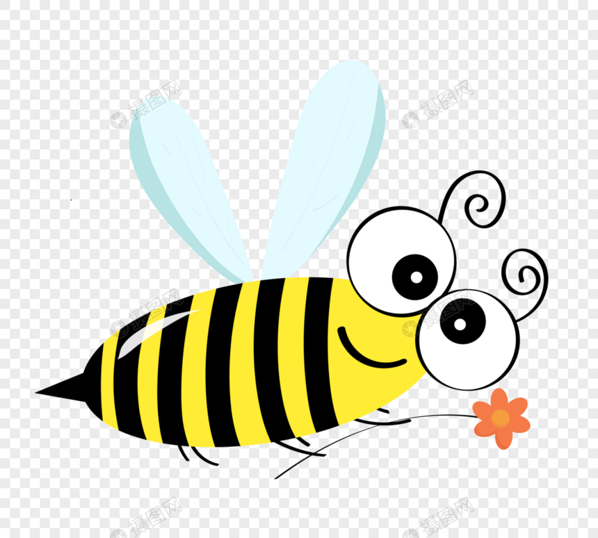 可爱小蜜蜂手绘形象元素图片