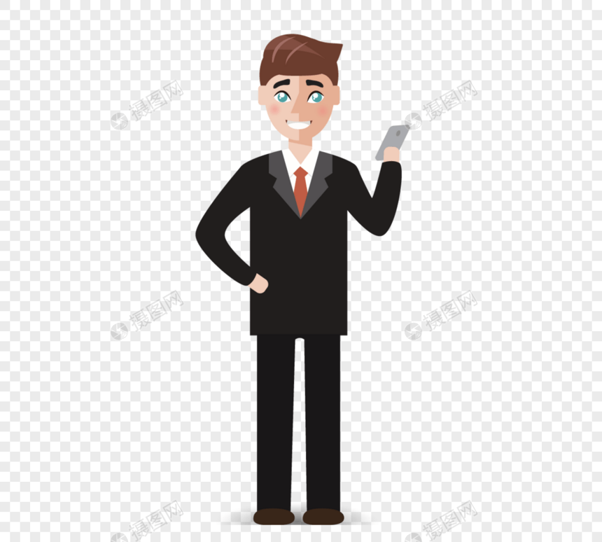 商务白领手机站立职场男人形象图片