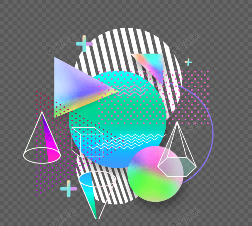 霓虹色创意质感几何图案图片