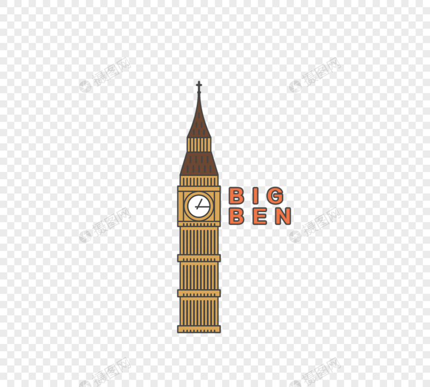 英国特征建筑伦敦大本钟线条元素图片