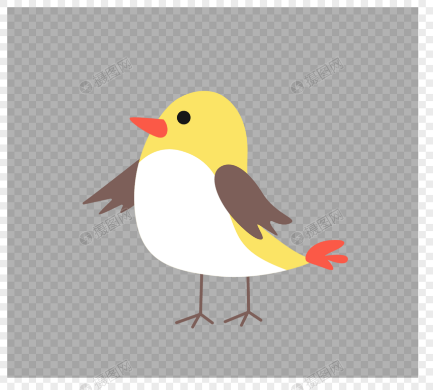 黄色小鸟卡通手绘图片