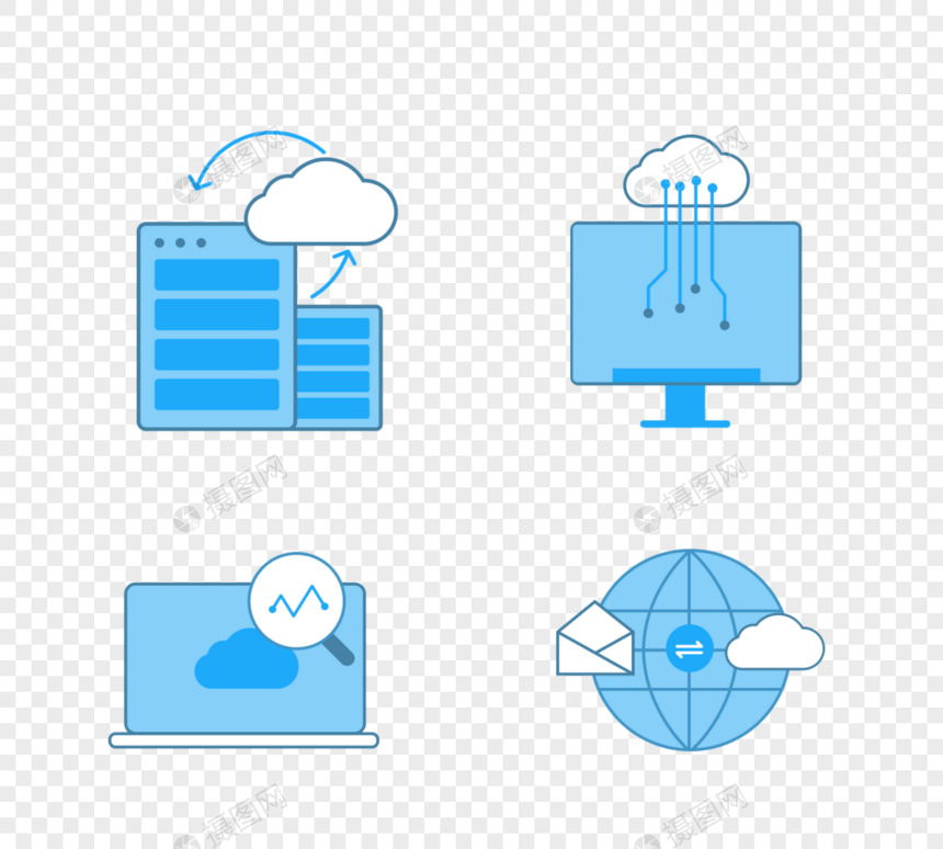 电脑云端数据服务图标图片