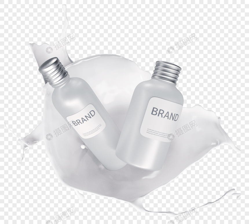 白色护肤品瓶子3d元素图片