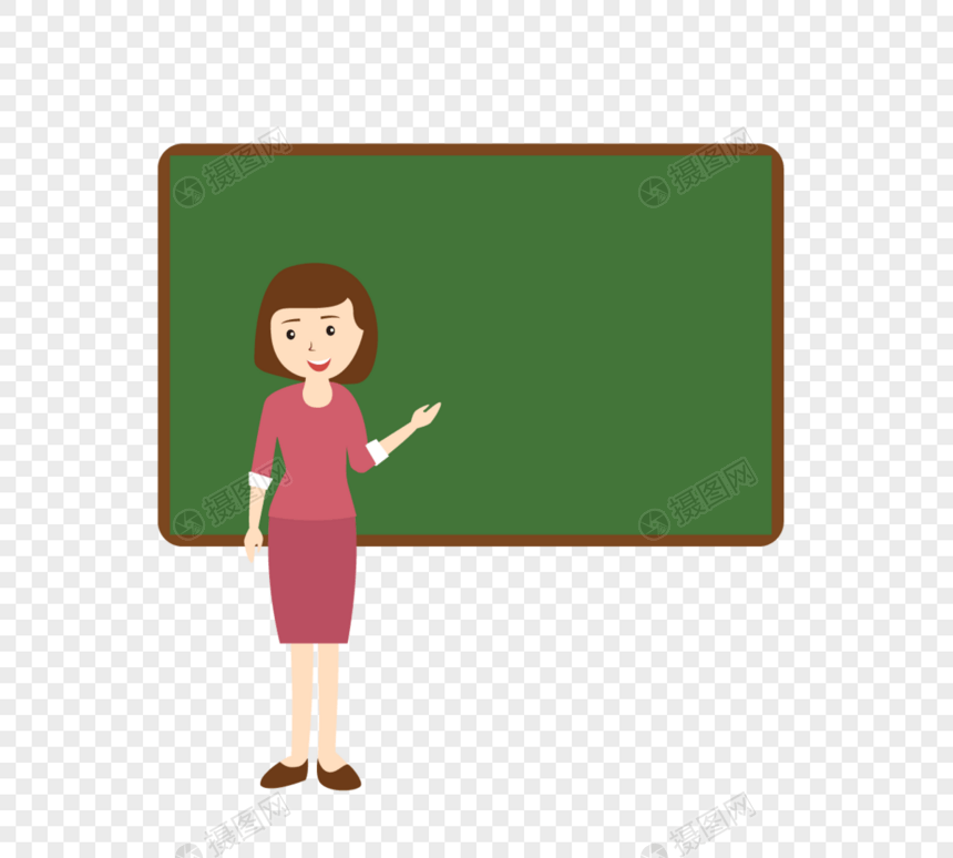 女老师讲台授课可爱卡通元素图片