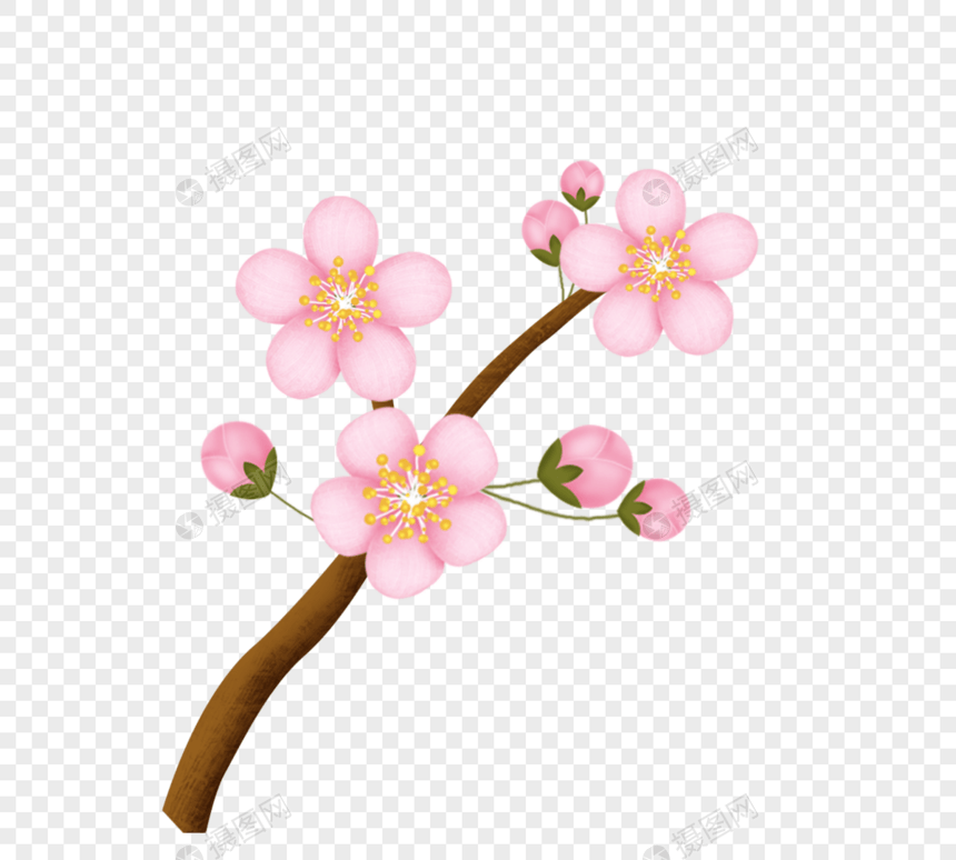 粉色简约手绘樱花素材图片