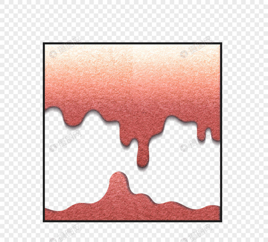 方形玫瑰金流动液体装饰边框图片