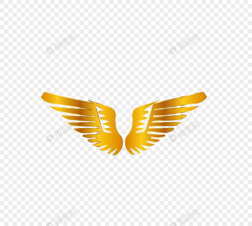 金色金属翅膀飞行标志图片