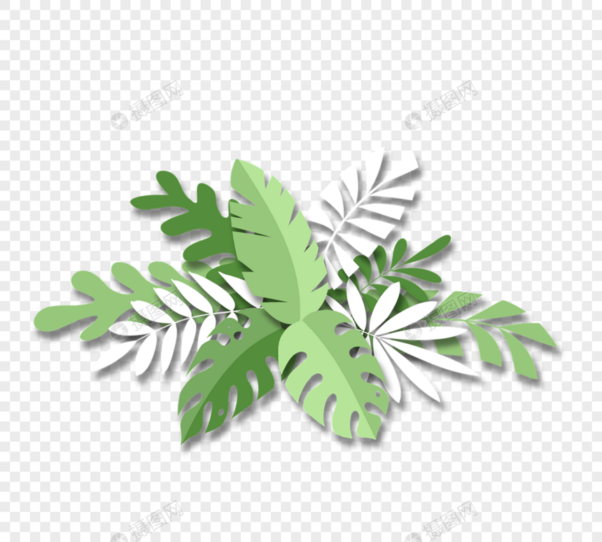 剪纸风格创意热带植物图片
