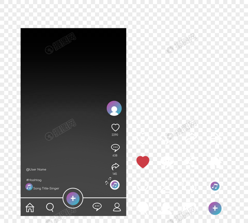 社交媒体抖音视频界面图标图片