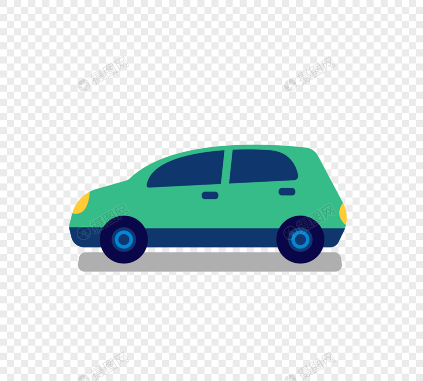 绿色手绘立体私家节能小汽车图片