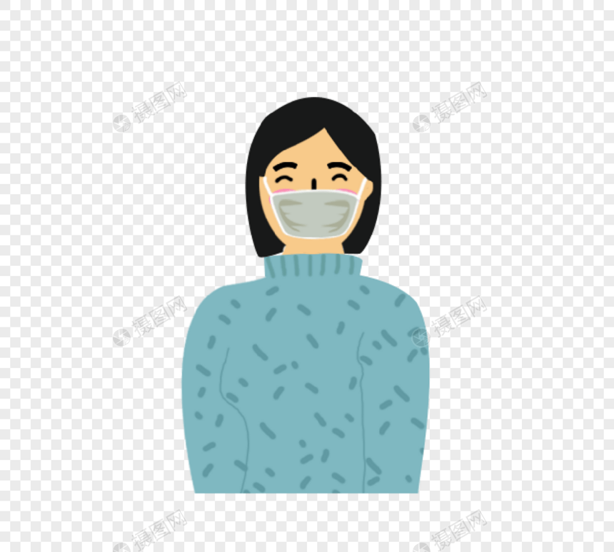 女性防疫隔离工作戴口罩图片