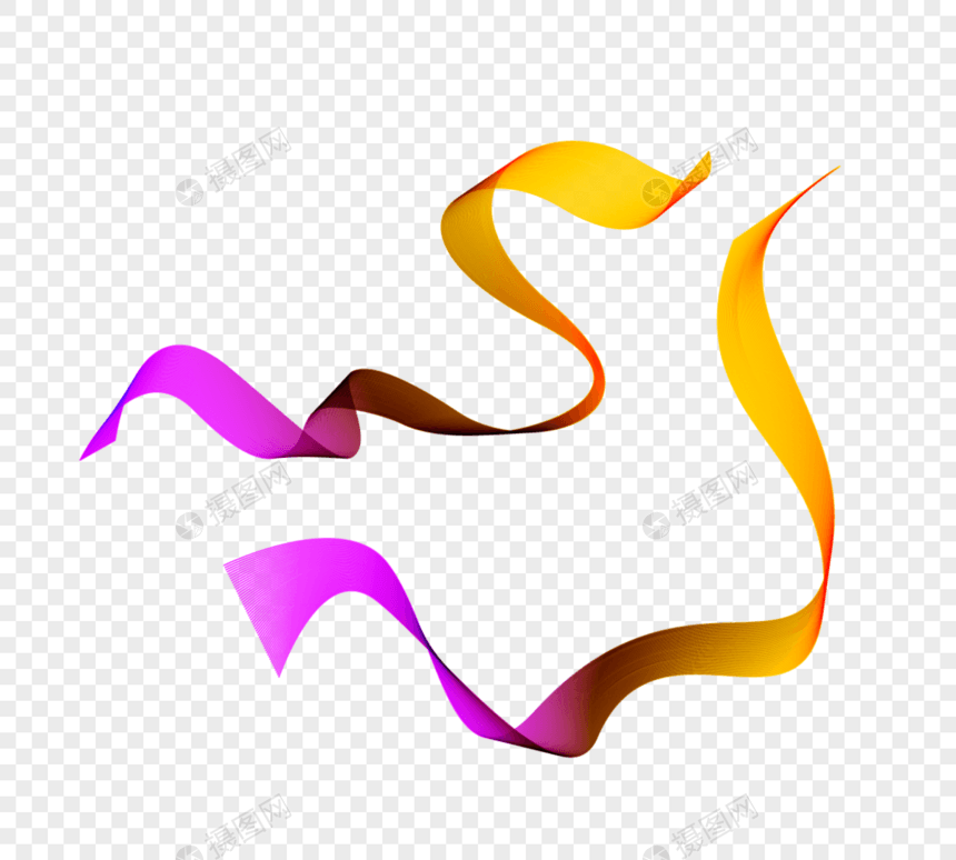 黄紫色拼色丝带矢量素材图片