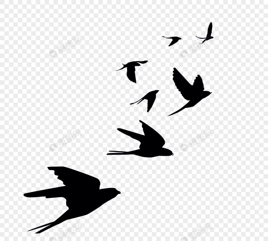 剪影轮廓燕子飞行元素图片