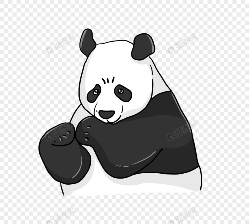 手绘卡通熊猫png元素图片
