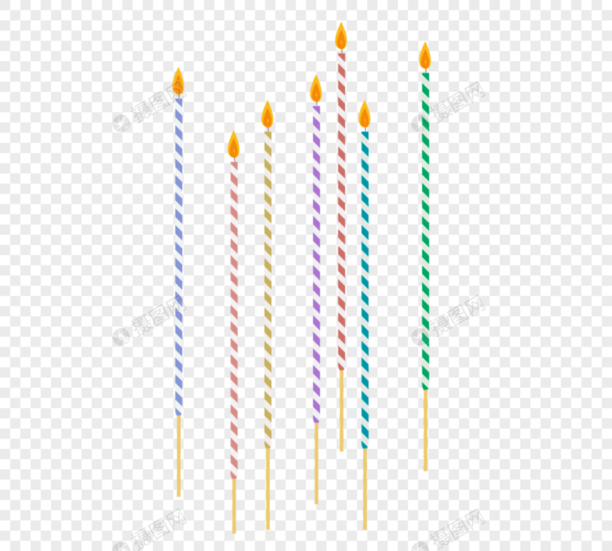 彩色卡通蜡烛元素图片