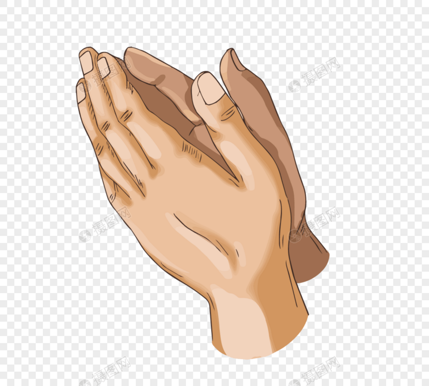 手绘黄色祈祷手势图片