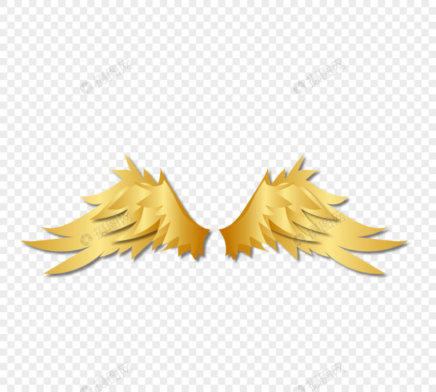 矢量手绘金属金色天使翅膀图片
