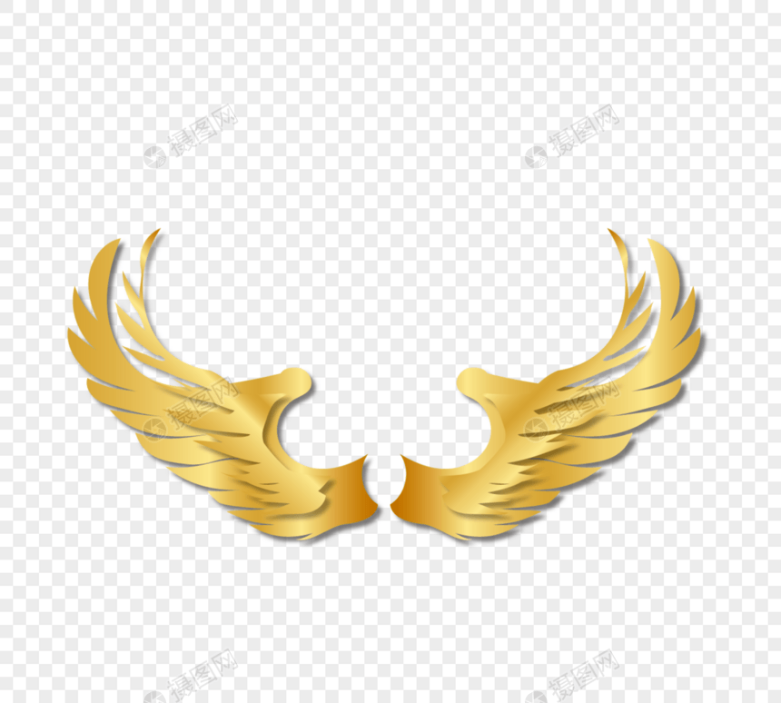 翅膀手绘矢量金属金色天使图片