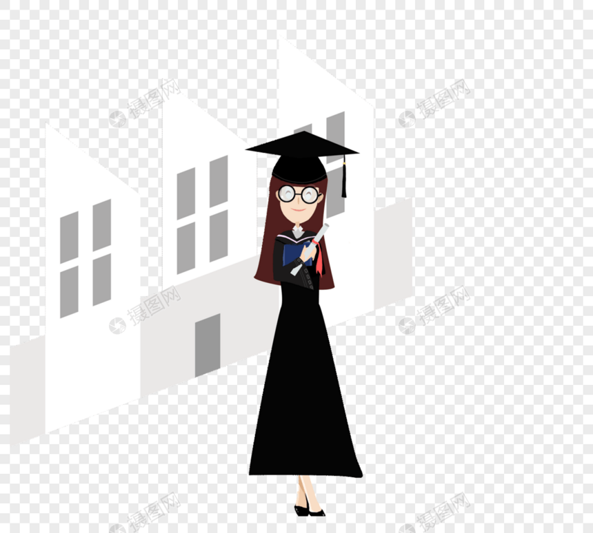 学士服女孩元素图片