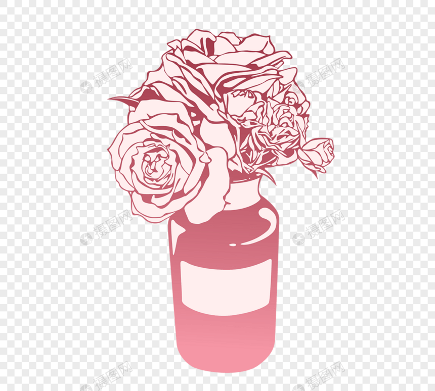 瓶中粉色渐变玫瑰图片