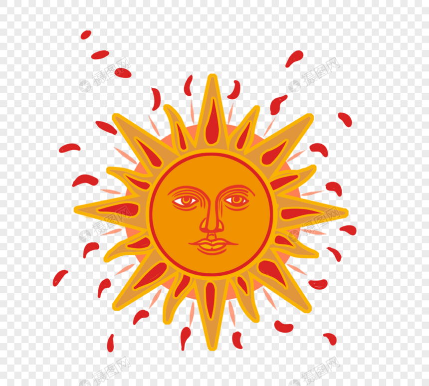 橘色人物表情太阳元素图片