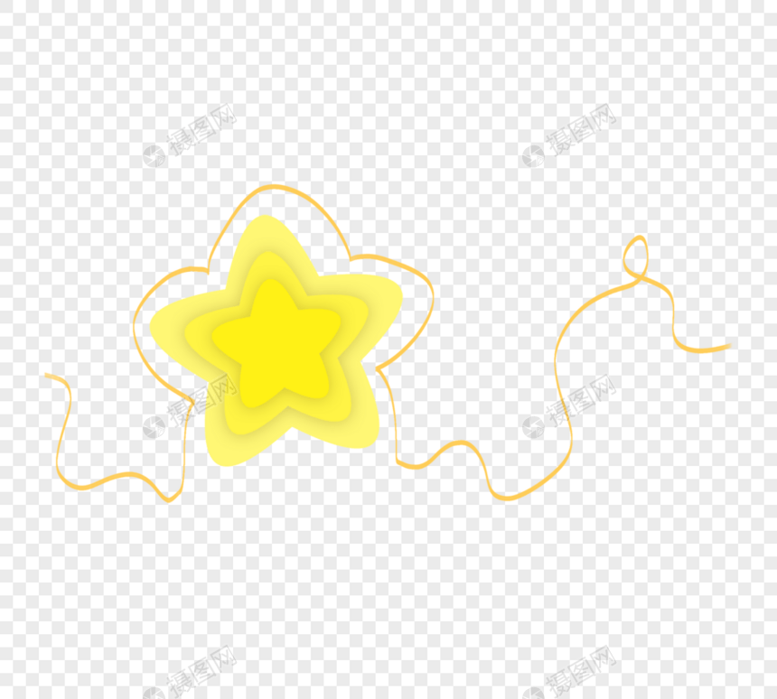 黄色星星剪纸风元素图片