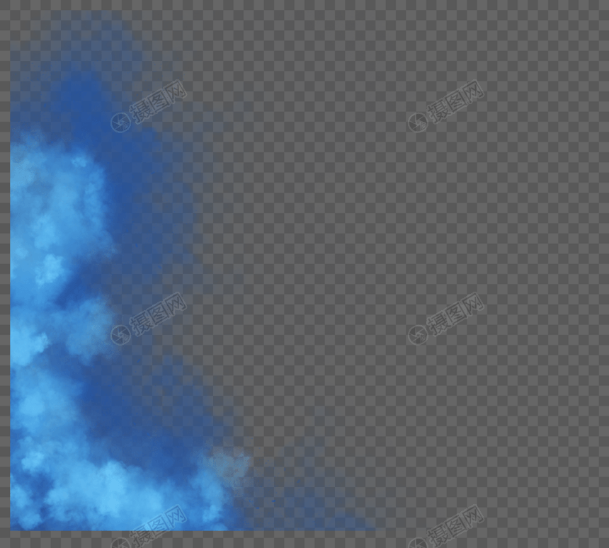 蓝色创意感手绘烟雾边框图片