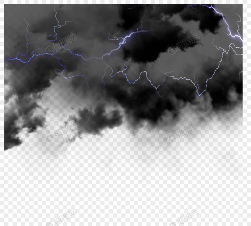 逼真线性闪电质感乌云图片