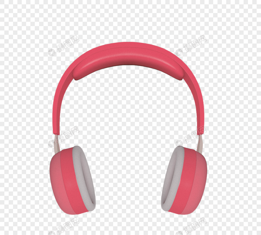 红色磨砂3d耳机图片