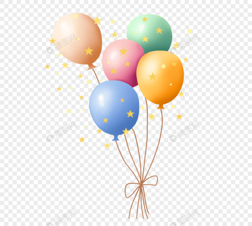 卡通风格生日装饰小金星气球图片