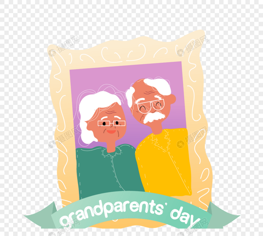 卡通手绘祖父母节相框图片