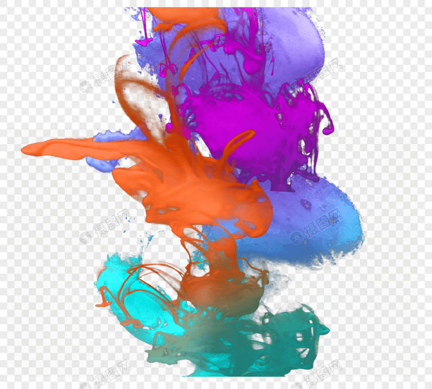 抽象彩色烟雾油漆晕染元素图片