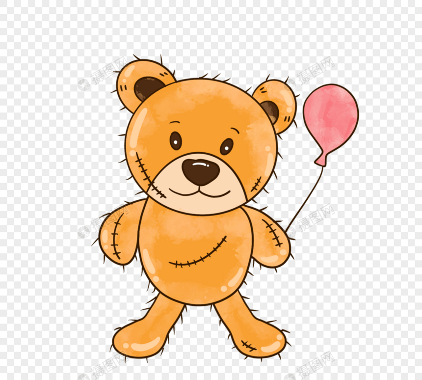 卡通手绘棕色泰迪熊气球图片