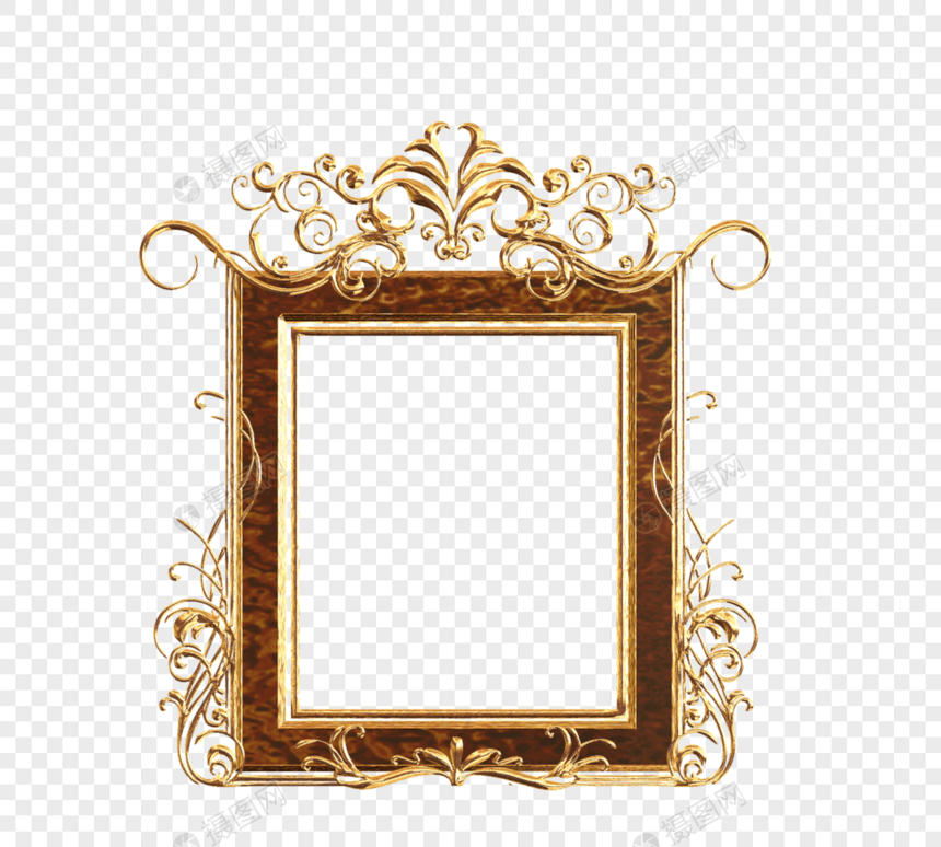 矢量金属相框边框金色花纹装饰图片