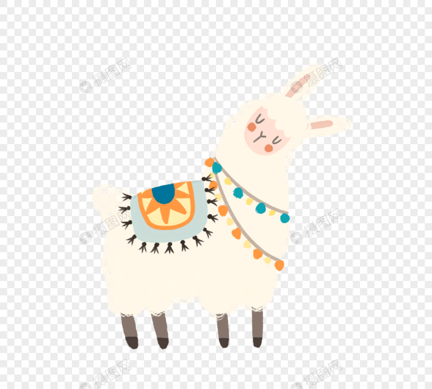 创意秘鲁旅游羊驼卡通图片