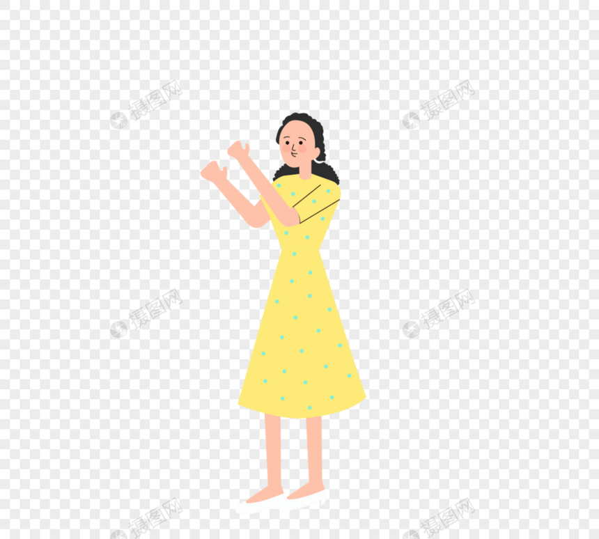 穿黄色长裙年轻女孩图片