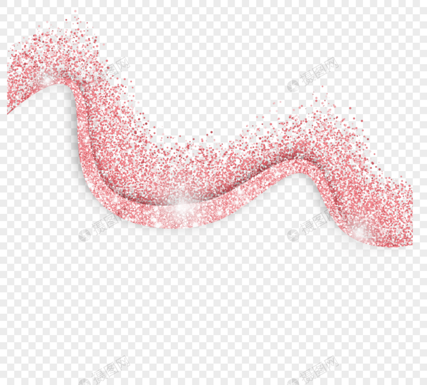 玫瑰金波浪状闪耀光效抽象元素图片