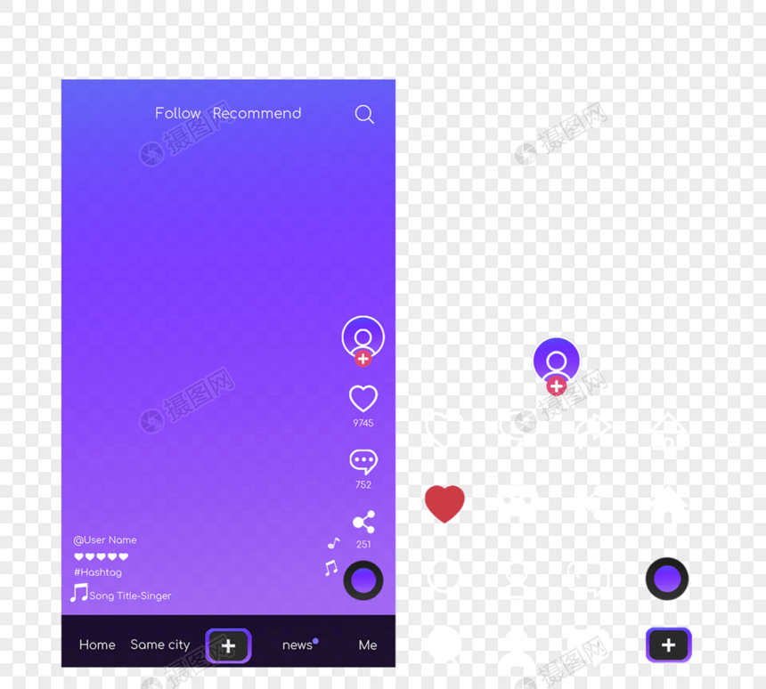 社交媒体紫色抖音界面图标图片