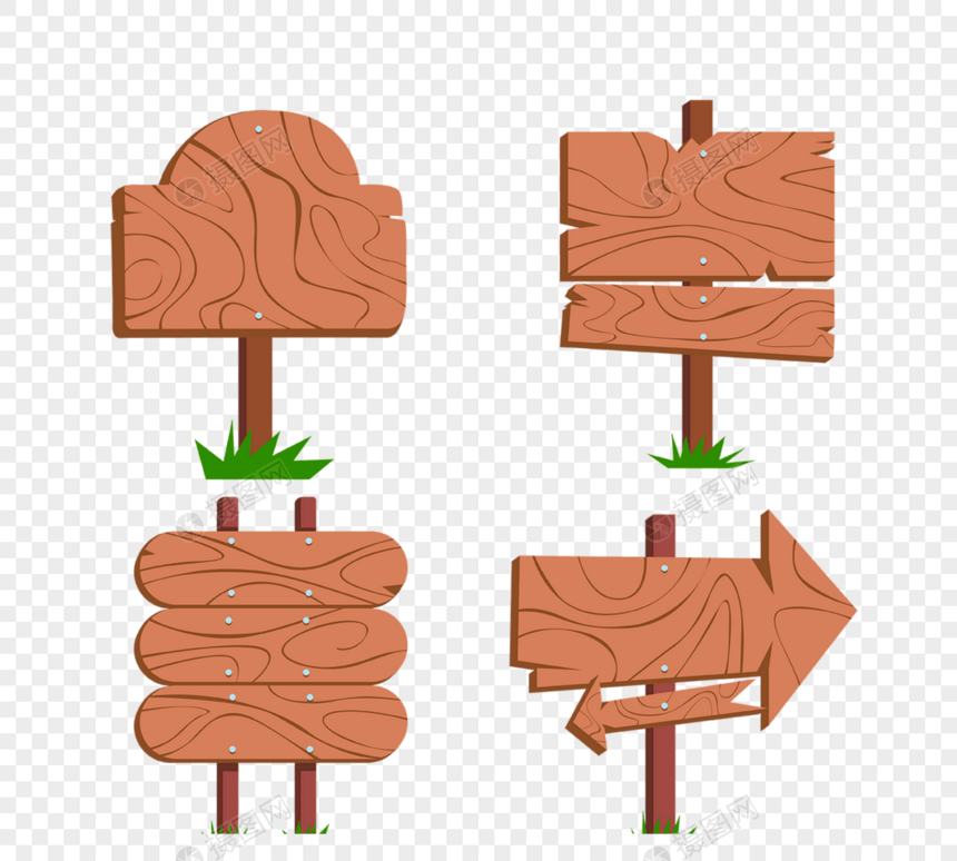 手绘木制路标指示牌图片