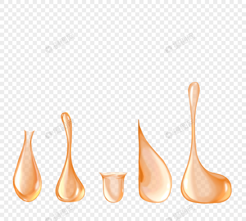 通透橘色液体水滴装饰图片