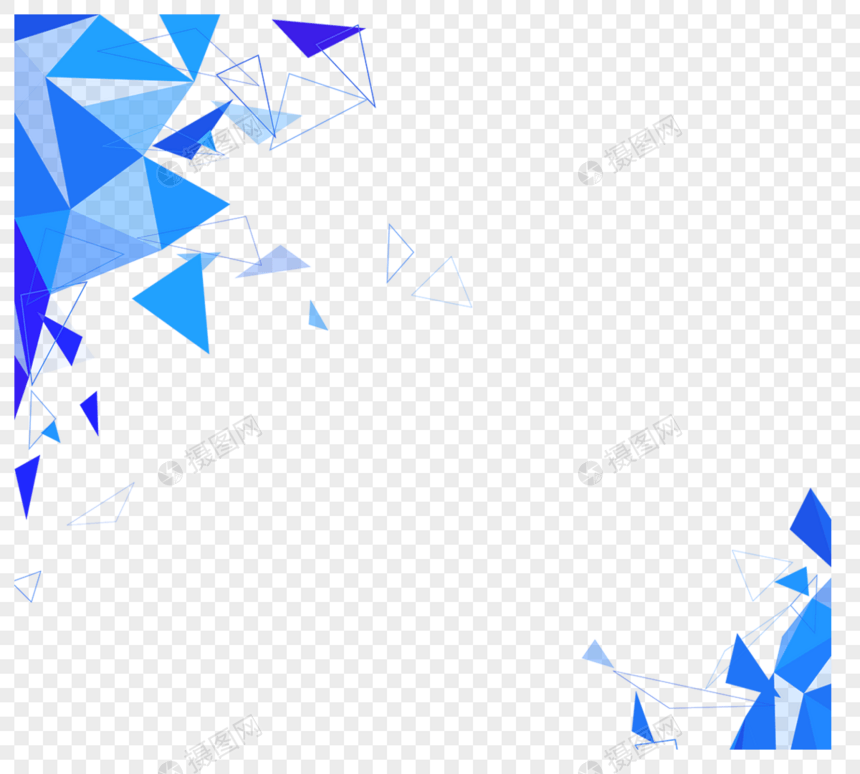 蓝色商务三角形抽象边框图片
