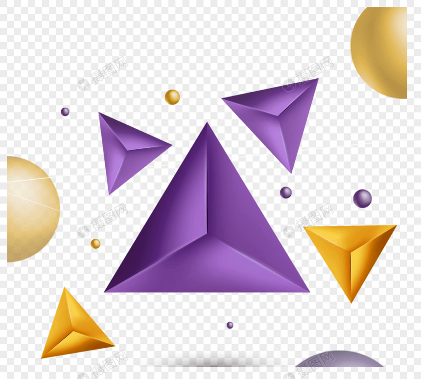 紫色三角形几何形状立体感折纸图片