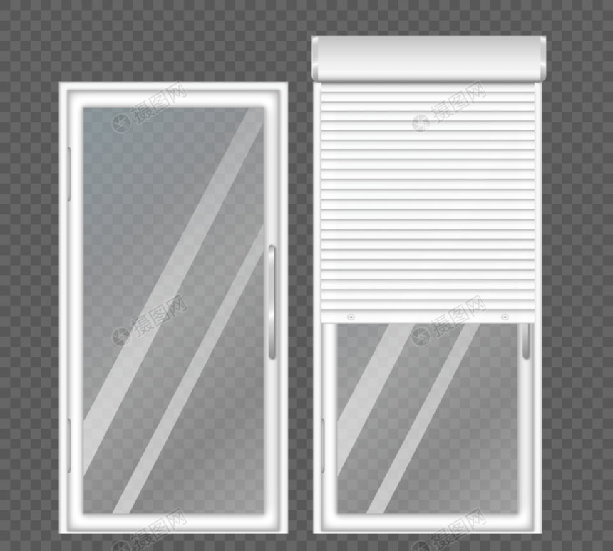 白色玻璃门写实风格卷帘门图片