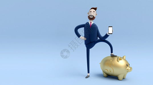 主题投资商务主题3D人物插画设计图片