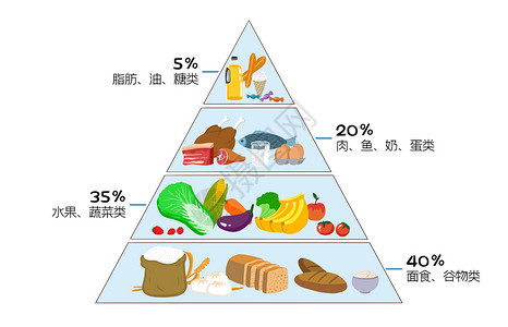 袋装面包健康饮食金字塔插画
