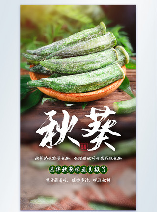 凉拌秋葵新鲜秋葵有机蔬菜摄影海报模板