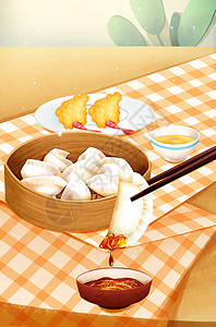 布隆壁纸冬天美食饺子插画