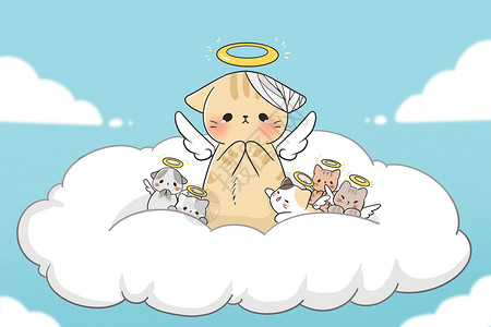 愿天堂没有伤害动物保护猫咪插画高清图片