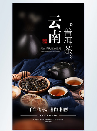 普尔云南普洱茶美食摄影图海报模板